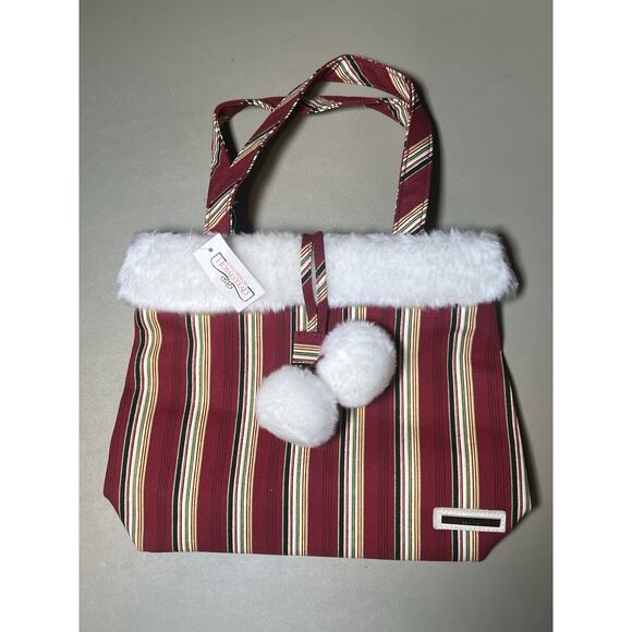 Longaberger Homestead Holiday Striped Tote Bag W/ Holiday Striped Mini Stocking - Picture 5 of 11
